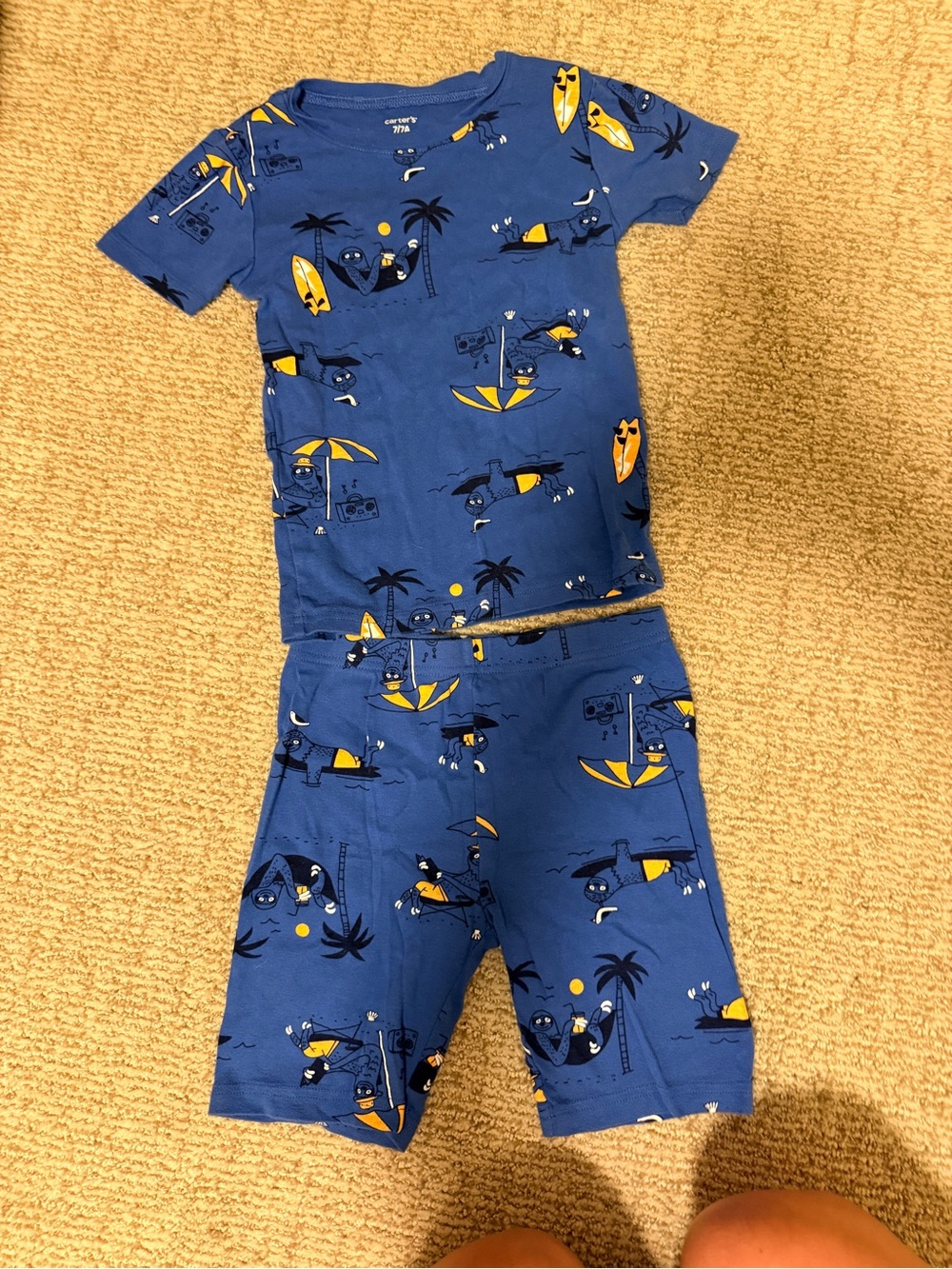 Carter's Blue and Yellow Surf Print Pajama Set